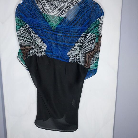 ECI Beaded Tank Top Sz 10 Sheer Lined Flowy Boho Chic Tribal Geometric Aztec - Picture 6 of 9